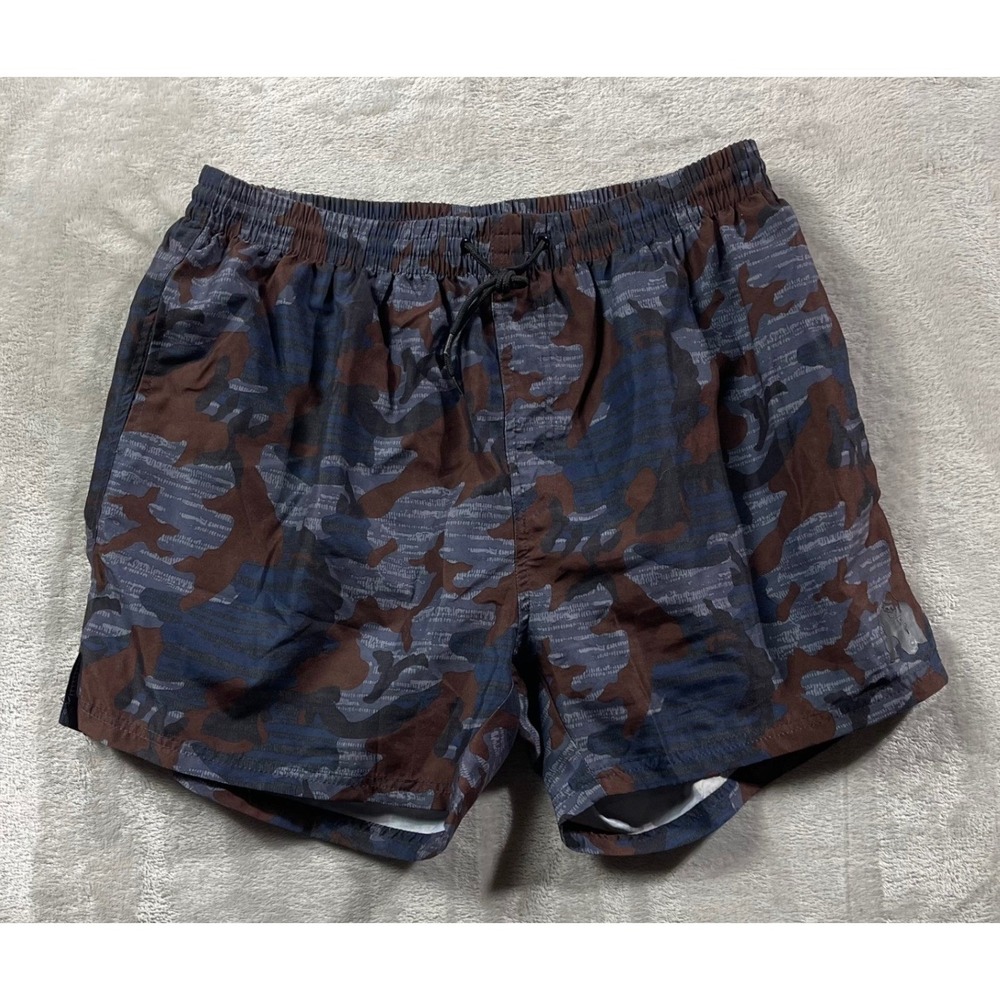 Gorilla Wear‎ Swim Trunks Men 2XL Camo Blue Brown Drawstring Shorts